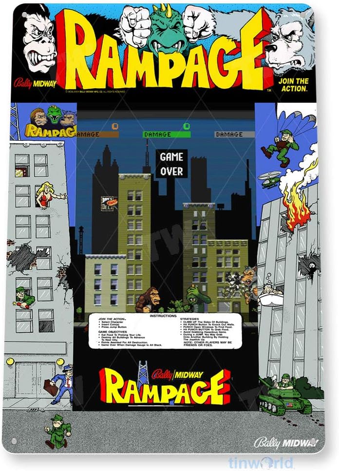 Gaming Console Room - Panneau en étain Rampage Arcade, panneau