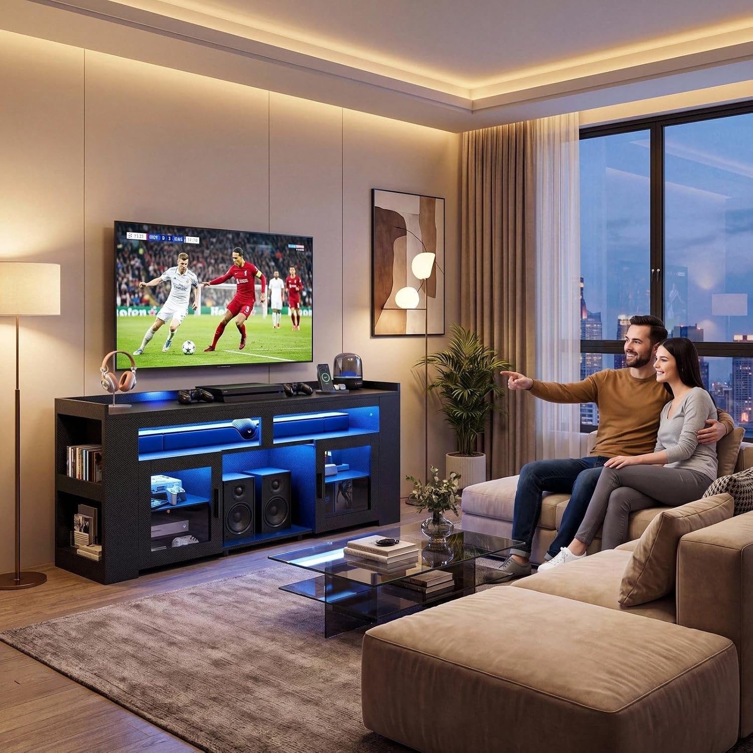 Meuble TV avec station de char - Gaming Console Room avis et prix