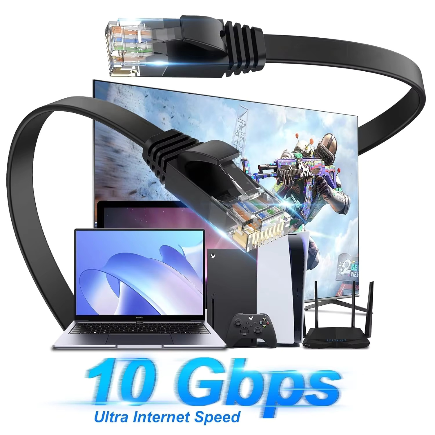 Câble plat Ethernet Cat 6, 10  - Lan Cable Gaming avis et prix