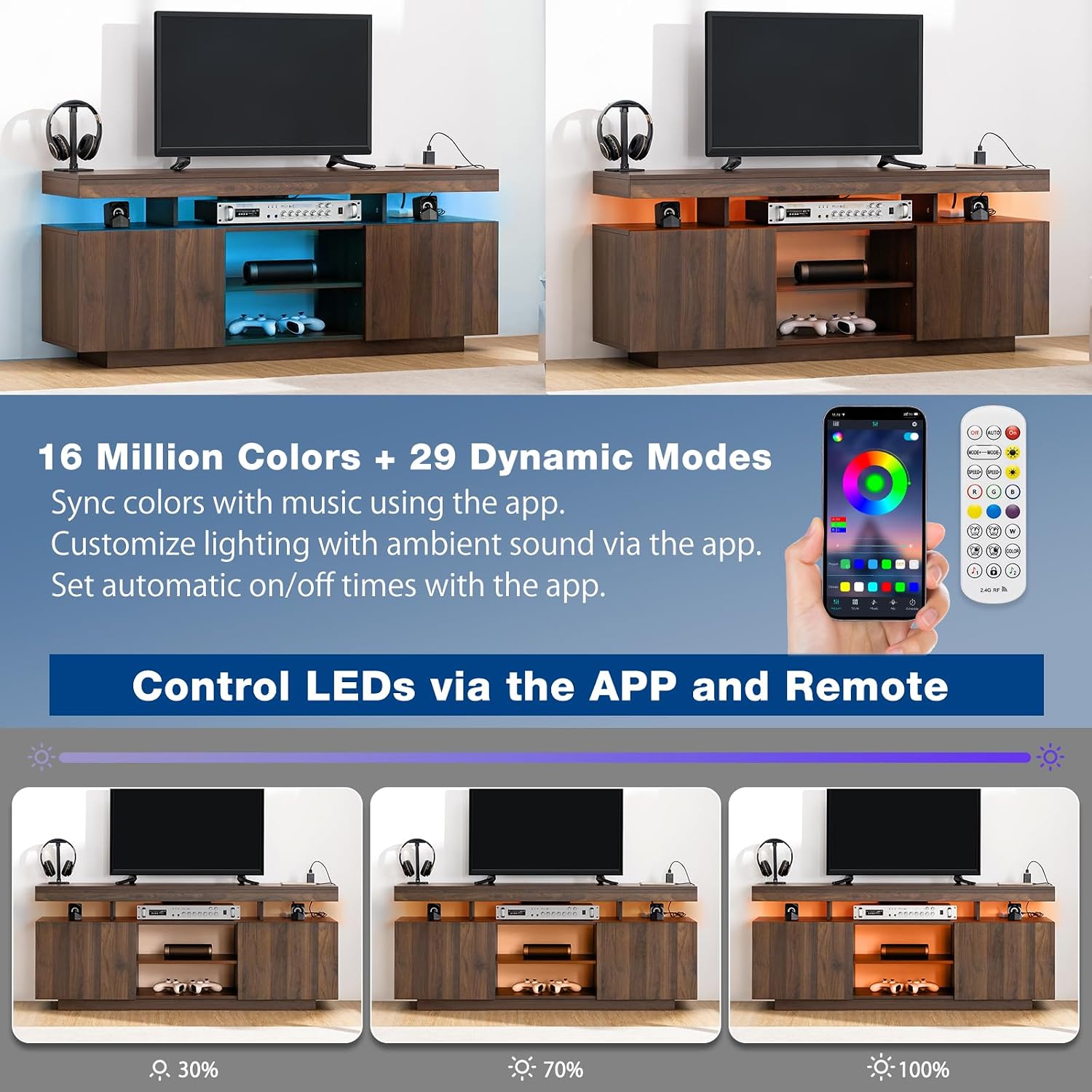 Meuble TV LED avec prises de c - Gaming Console Room avis et prix